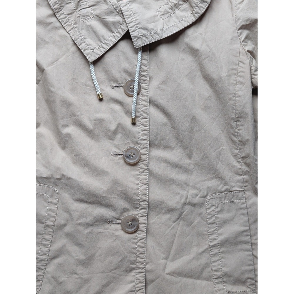 J.Crew Womens Tan Cotton Field Jacket Drawstring Funnel Neck Size 2Preppy Costal - Picture 6 of 7